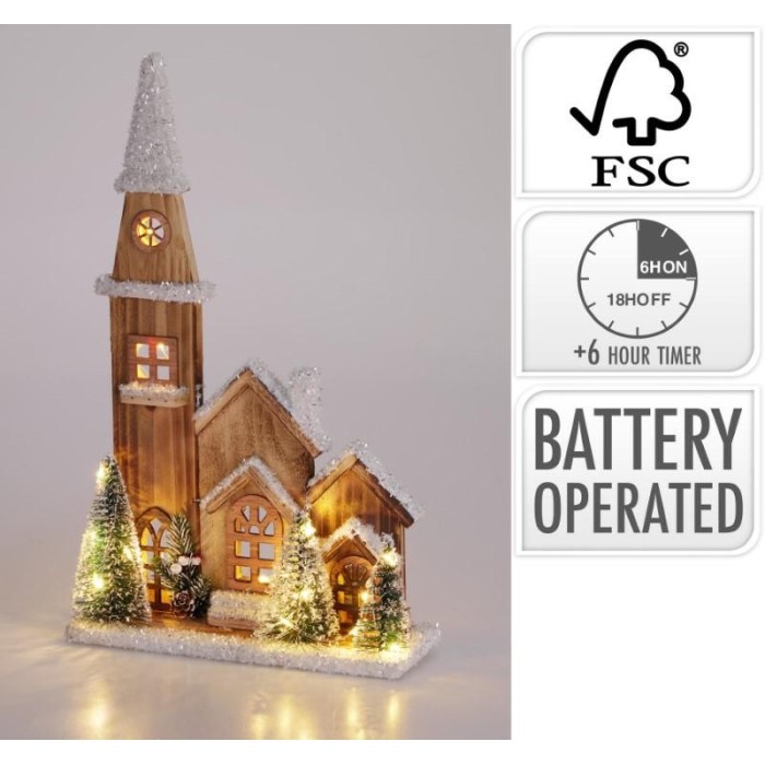 PAESAGGIO NATALE LEGNO LED 26X8X43